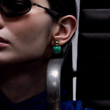 Load image into Gallery viewer, Malachite Cab Dome Earrings
