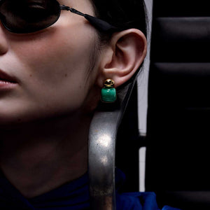 Malachite Cab Dome Earrings