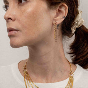 Cuban Chain Front and Back Fringe Earrings