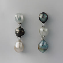 Load image into Gallery viewer, Mismatched Keshi Line Drop Earrings
