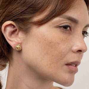 Mismatched Golden Keshi Stud Halo Earrings