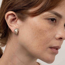 Load image into Gallery viewer, Mismatched Rosé Champagne and White Keshi Diamond Halo Bezel Earrings
