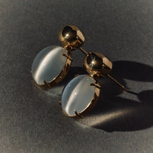 Load image into Gallery viewer, Cat&#39;s Eye Moonstone Cabochon Dome Earrings
