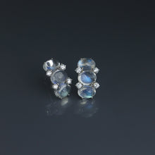 Load image into Gallery viewer, Blue Moonstone Half Hoops
