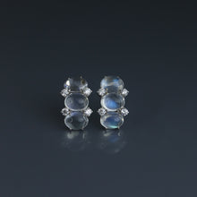 Load image into Gallery viewer, Blue Moonstone Half Hoops
