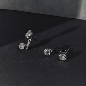 Pear and Round Diamond Over Under Earrings
