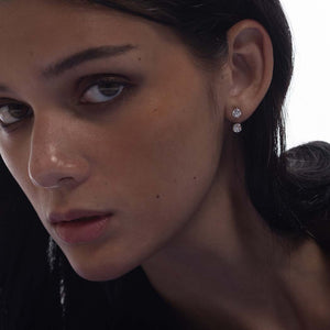 Round Diamond Over Under Earrings