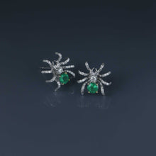 Load image into Gallery viewer, Zambian Emerald Spider Earrings
