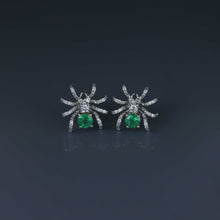 Load image into Gallery viewer, Zambian Emerald Spider Earrings
