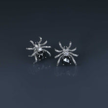 Load image into Gallery viewer, Black and White Diamond Spider Earrings
