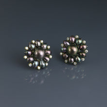 Load image into Gallery viewer, Peacock Tahitian Round and Keshi Earrings
