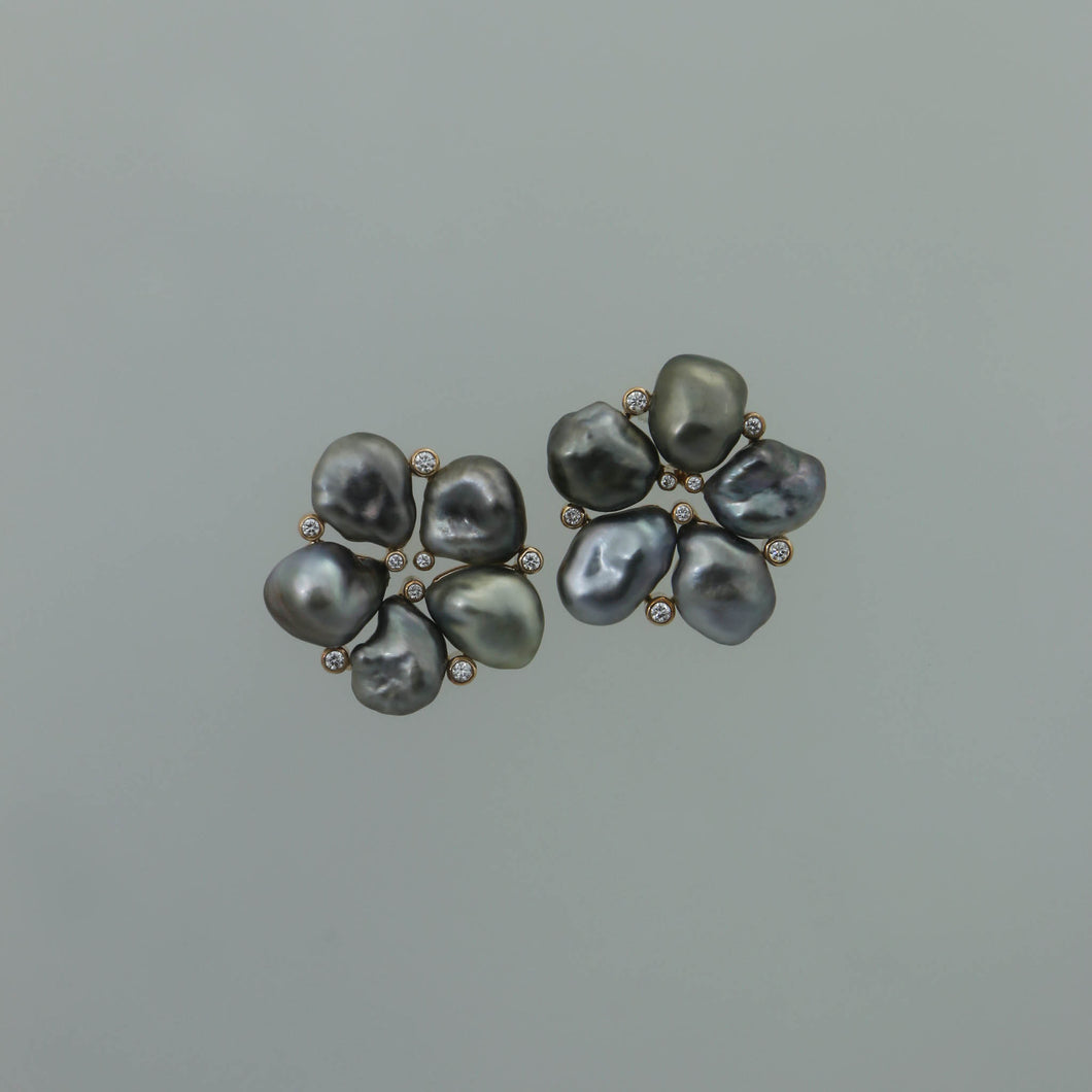 Tahitian Keshi Flower Earrings V2