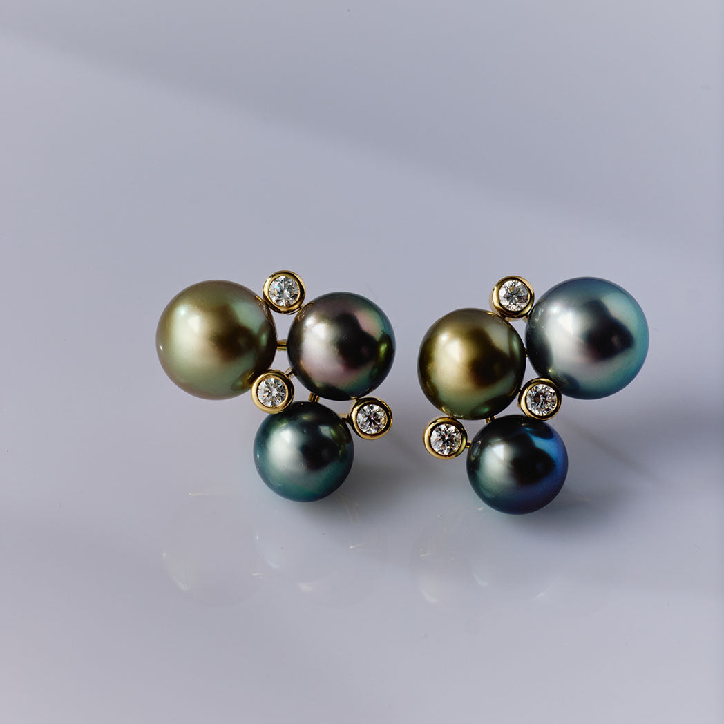 Peacock Tahitian Trio Earrings