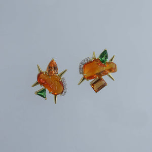 Fire Opal and Garnet Shard Earrings
