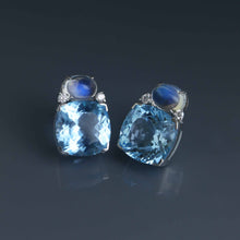 Load image into Gallery viewer, Blue Topaz and Moonstone Dome Earrings

