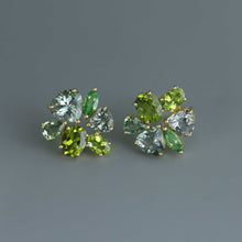 Load image into Gallery viewer, Mismatched Green Wreath Earrings
