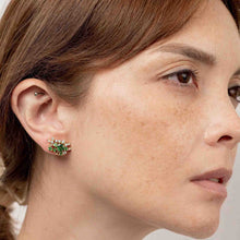 Load image into Gallery viewer, Mismatched Diamond and Tsavorite Fragment Earrings with Chrysoprase Drops
