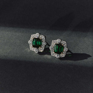 Verdelite Tourmaline Cushion Deco Earrings