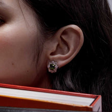 Load image into Gallery viewer, Verdelite Tourmaline Cushion Deco Earrings

