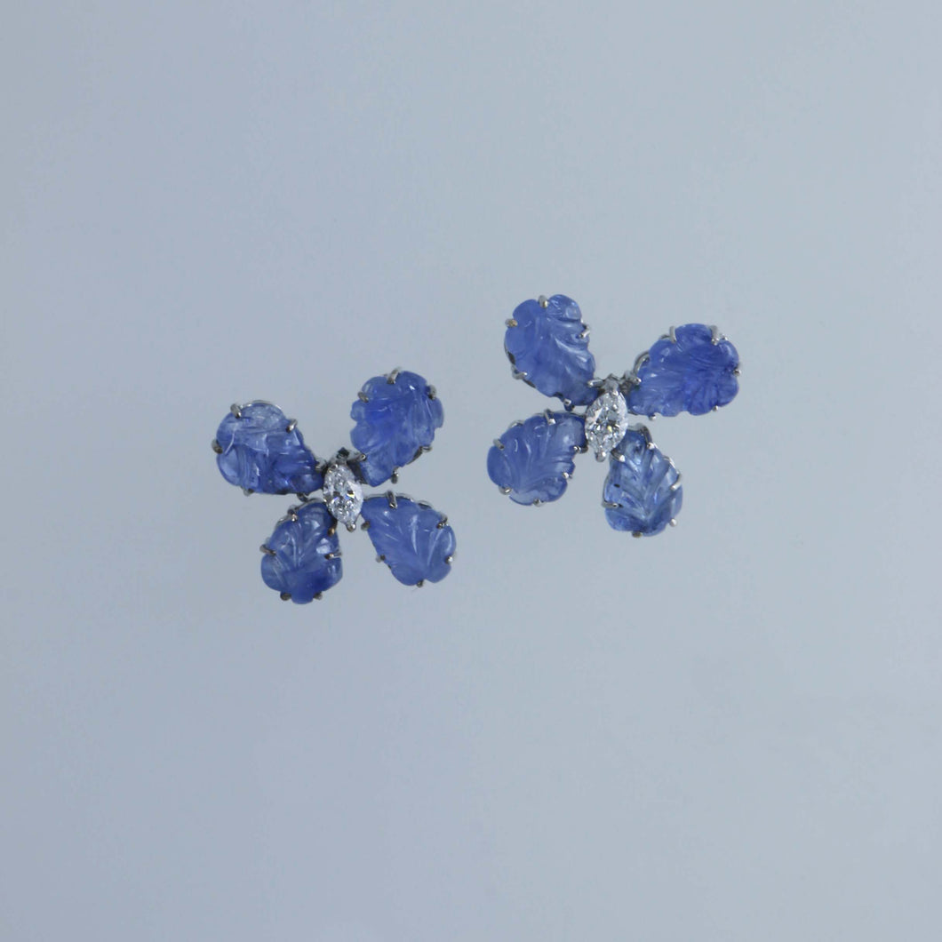 Sapphire Leaf Butterfly Earrings