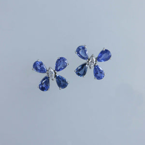 Cornflower Blue Sapphire Butterfly Earrings