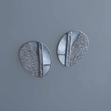 Load image into Gallery viewer, Mother of Pearl and Diamond Pave Curve Earrings
