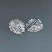 Load image into Gallery viewer, Mother of Pearl and Diamond Pave Curve Earrings
