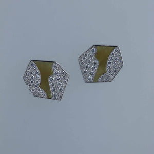 Champagne Mother of Pearl and Diamond Curve Earrings