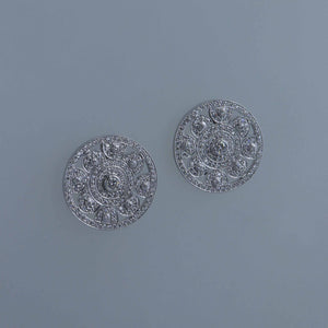 Teo Disc Pave Curve Earrings