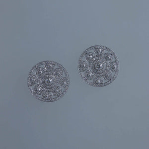 Teo Disc Pave Curve Earrings