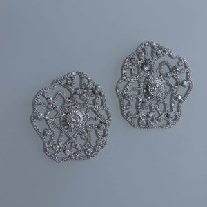 Lotus Diamond Pave Curve Earrings