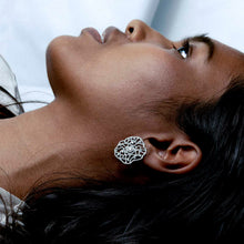 Load image into Gallery viewer, Lotus Diamond Pave Curve Earrings
