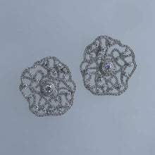 Load image into Gallery viewer, Lotus Diamond Pave Curve Earrings
