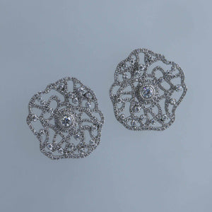 Lotus Diamond Pave Curve Earrings