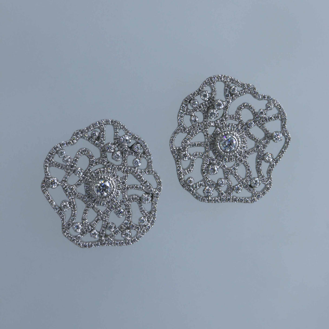 Lotus Diamond Pave Curve Earrings