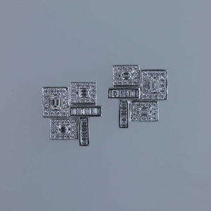 Emerald and Baguette Diamond Frames Earrings
