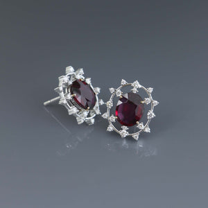 Rubellite Diamond Lace Earrings