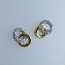 Load image into Gallery viewer, Deco Diamond Pave and Gold Link Earrings
