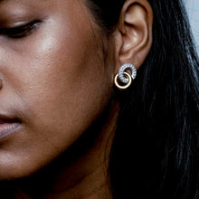 Load image into Gallery viewer, Deco Diamond Pave and Gold Link Earrings
