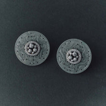 Load image into Gallery viewer, White Jadeite Diamond Disc Earrings
