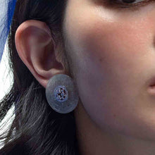 Load image into Gallery viewer, White Jadeite Diamond Disc Earrings
