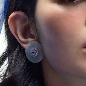 White Jadeite Diamond Disc Earrings