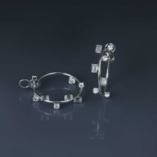 Load image into Gallery viewer, Round and Emerald Cut Diamond Wire Hoops
