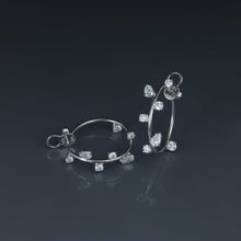 Load image into Gallery viewer, Round and Pear Diamond Wire Hoops
