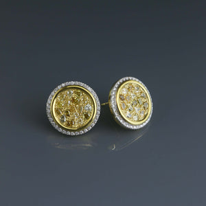 Natural Fancy Colored Diamond Disc Earrings
