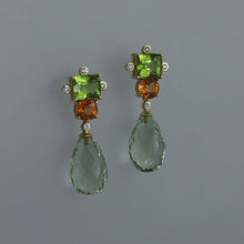 Load image into Gallery viewer, Peridot, Mandarin Garnet and Green Amethyst Briolette Earrings

