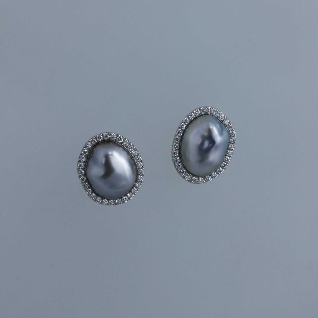 Tahitian Keshi Halo Earrings