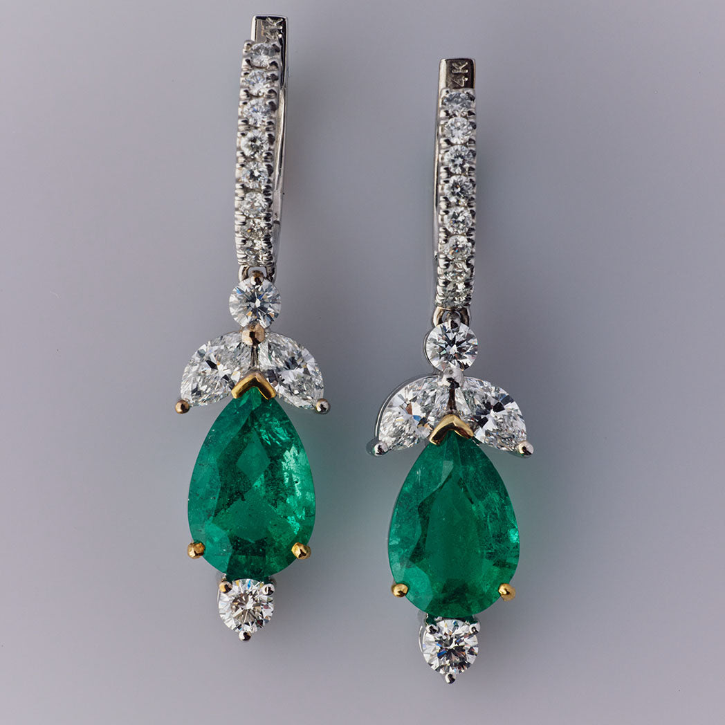 Exceptional Zambian Emerald Drop Earrings