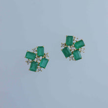 Load image into Gallery viewer, Zambian Emerald and Princess Cut Diamond Fragment Earrings
