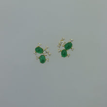Load image into Gallery viewer, Mismatched Zambian Emerald and Diamond Succulent Earrings
